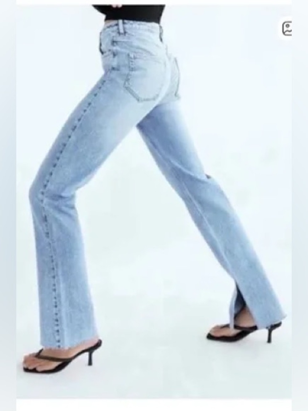 Zara High Rise Straight Leg Split Hem Jeans Light Wash Size 2 (US 2 / EUR 34) - Picture 6 of 7